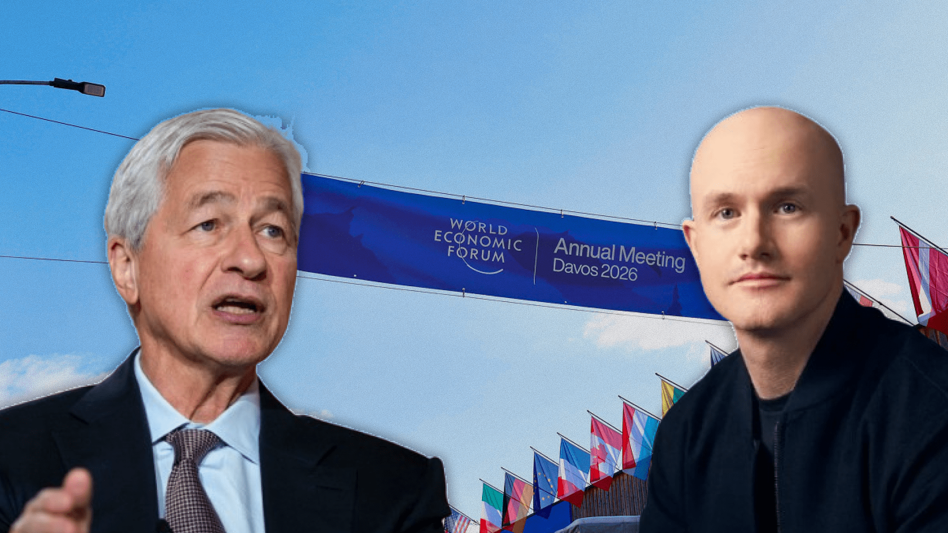 Coinbase CEO Faces JPMorgan at Davos Over Stalled Crypto Bill