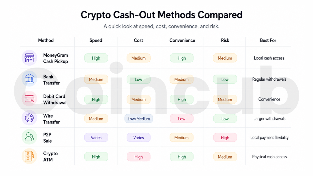 Crypto cash-out method comparison chart Kraken and MoneyGram: A Step-by-Step Guide to Local Crypto Cash-Outs