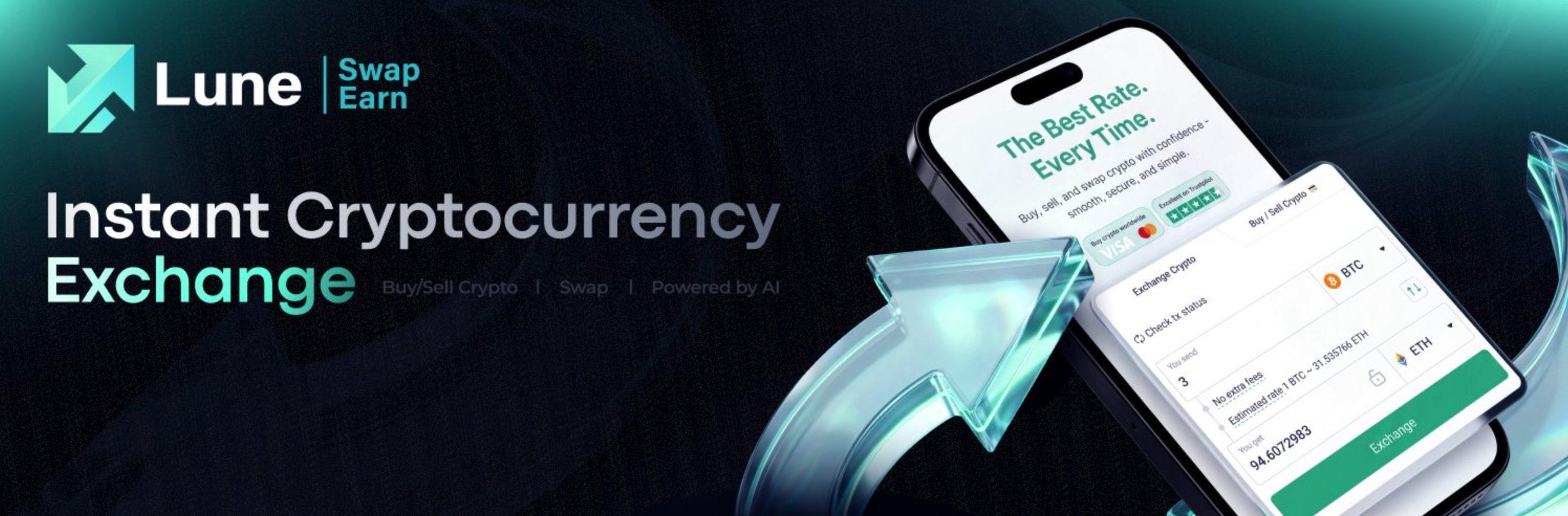 Lune.fi brings crypto swaps and Earn access together in one interface.